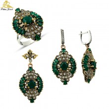 Gümüş Otantik Taşlı Set